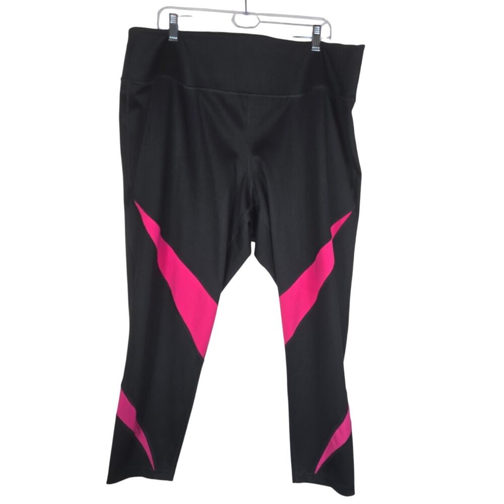 Lane Bryant Livi Active Black Pink Stripped Hiking Women's Leggings 26/28